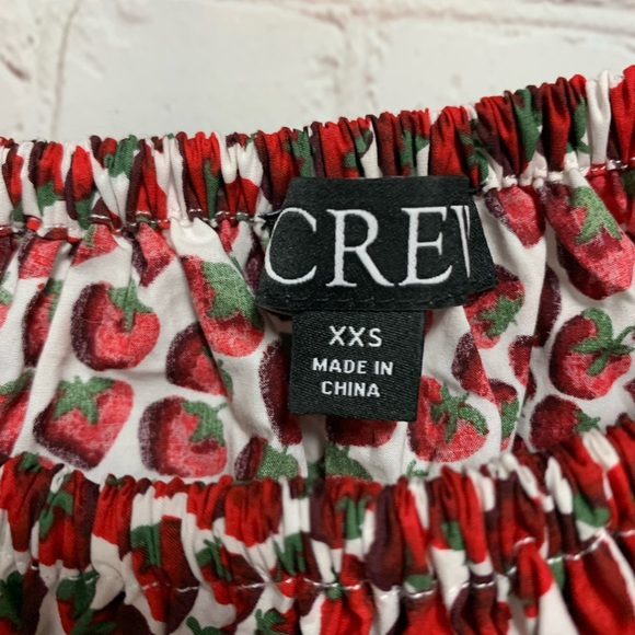 J. Crew Strawberry Swirl Off-Shoulder Cinch Crop Top Size XXS 34” - Picture 4 of 6